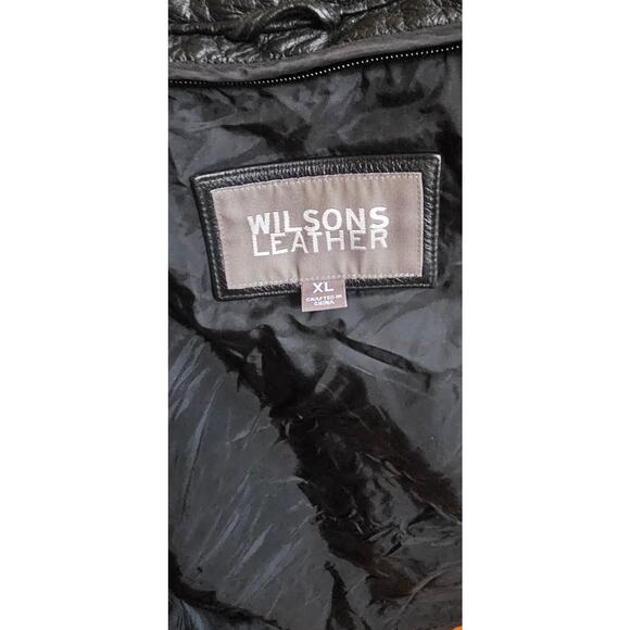 Wilsons Leather Men's XL Black & Orange Striped Motorcycle Jacket | Retro Biker - Picture 4 of 5